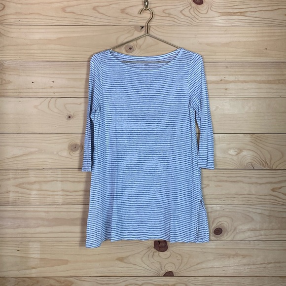 Eileen Fisher Tops - Eileen Fisher striped 100% Linen 3/4 sleeve tee size S